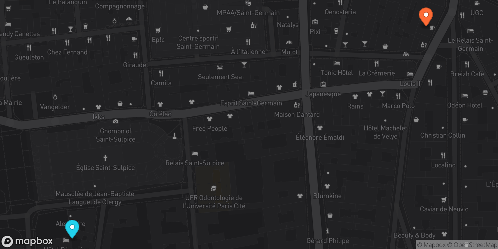 Map showing 2 locations