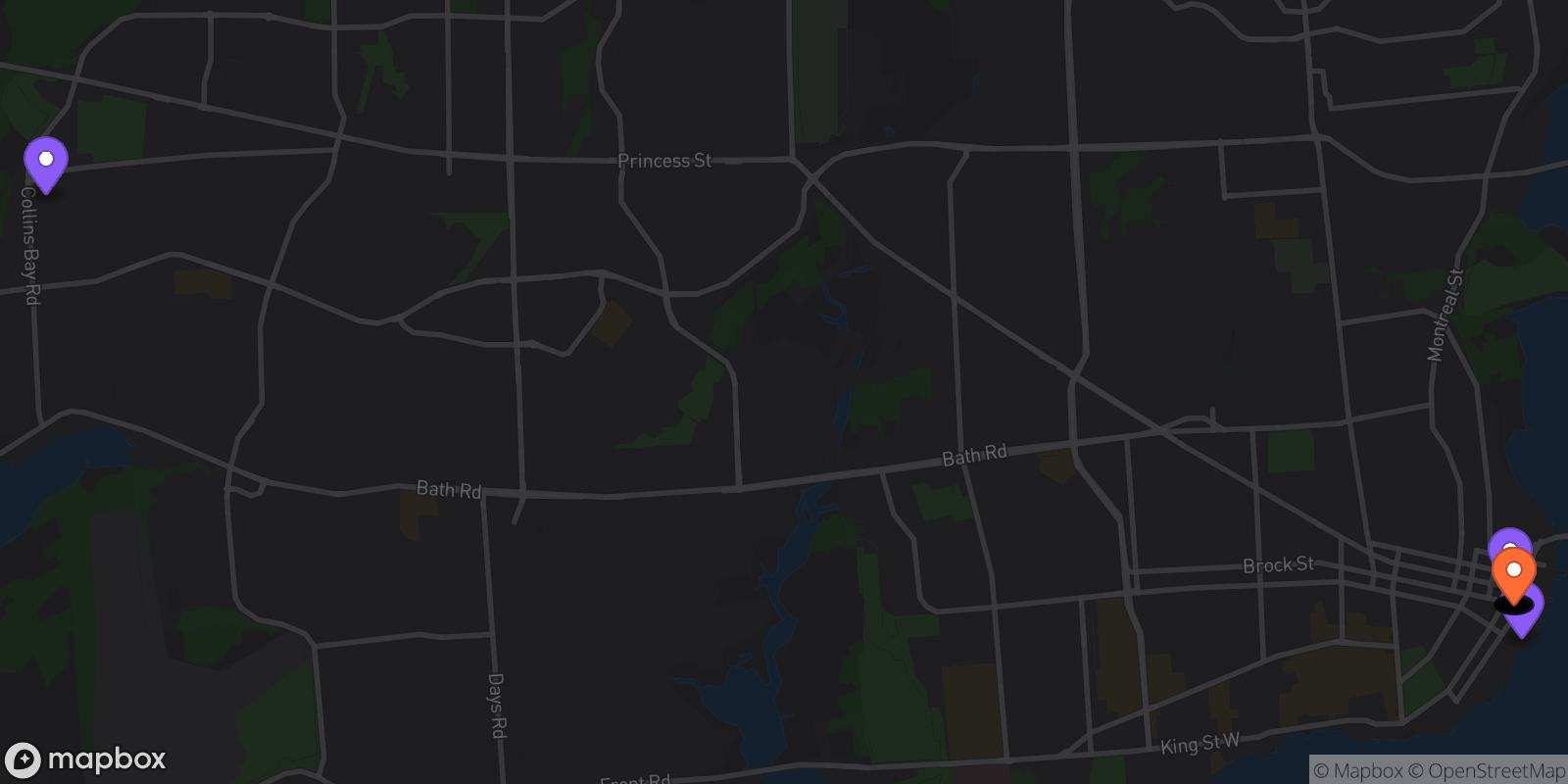 Map showing 18 locations