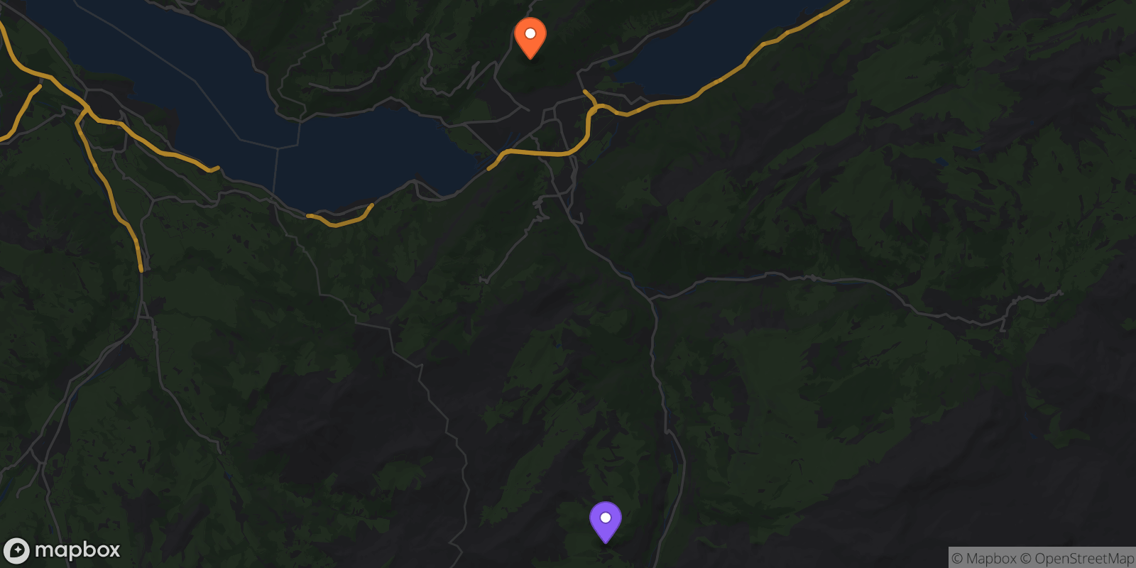Map showing 2 locations