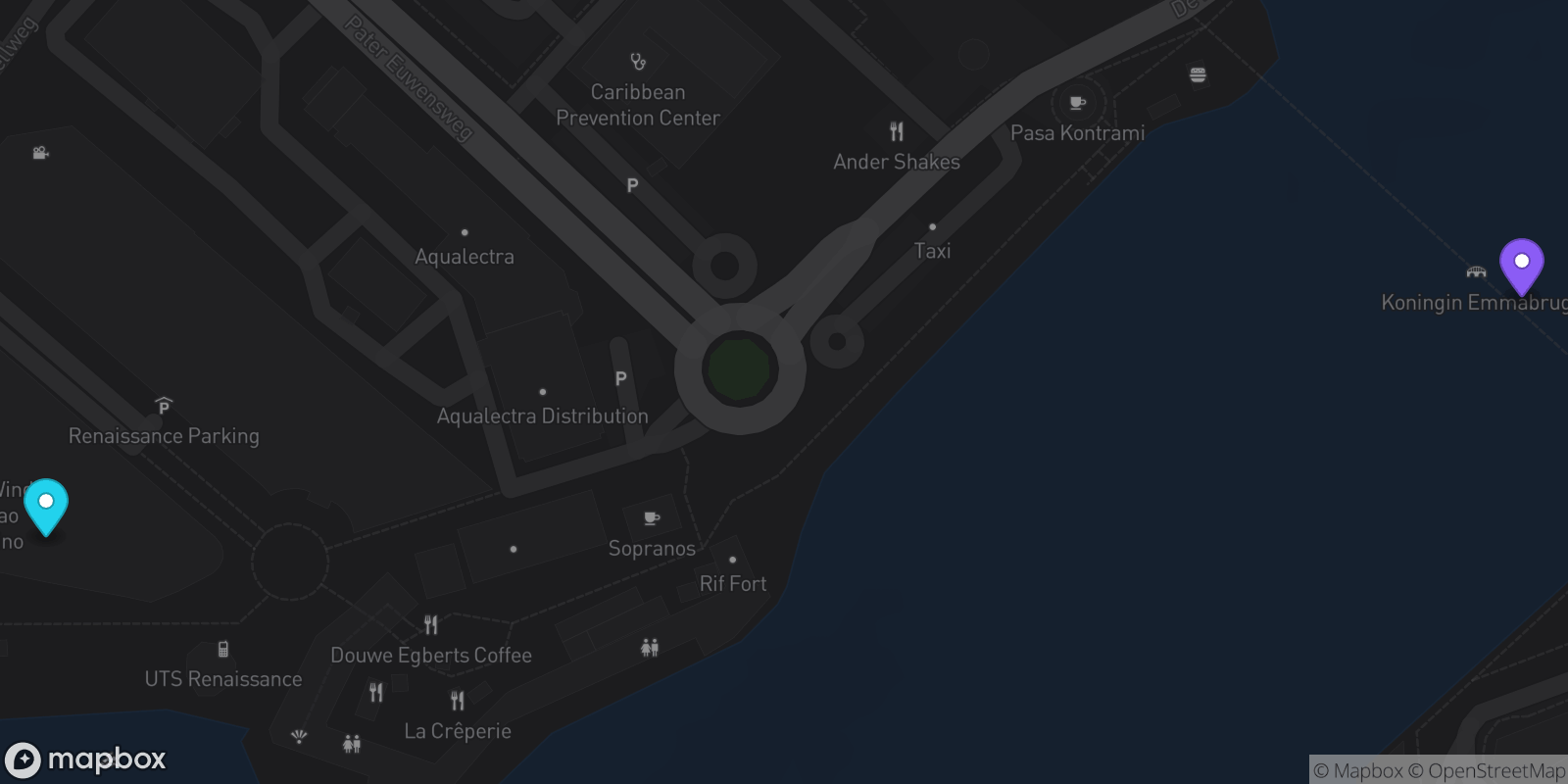 Map showing 2 locations
