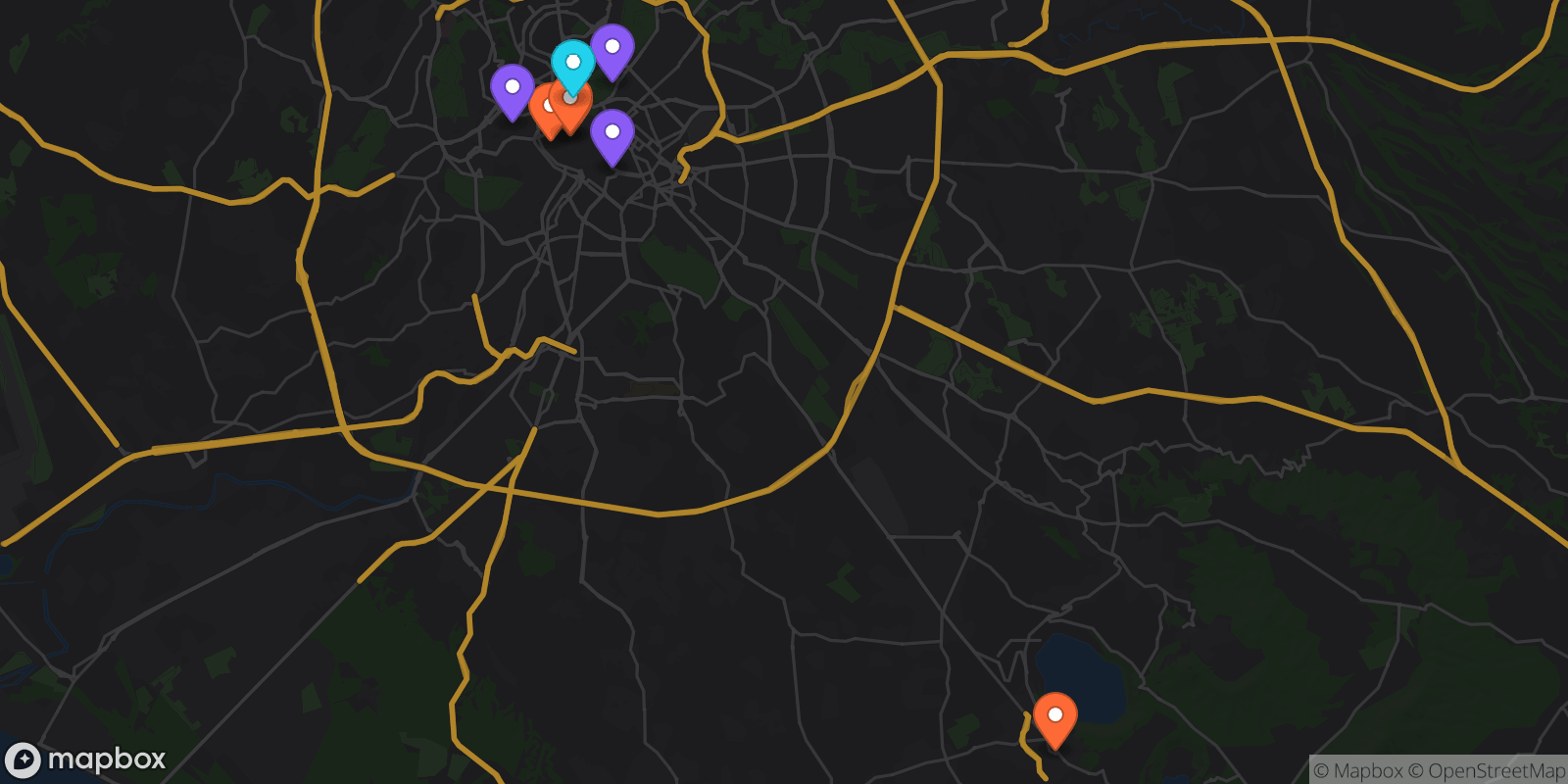Map showing 8 locations