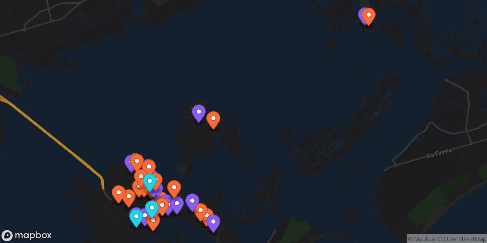 Map showing 40 locations