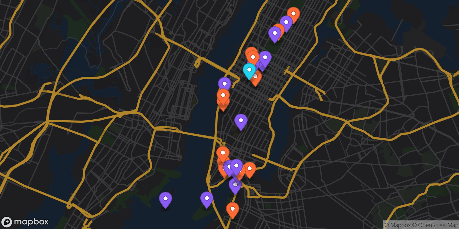 Map showing 28 locations