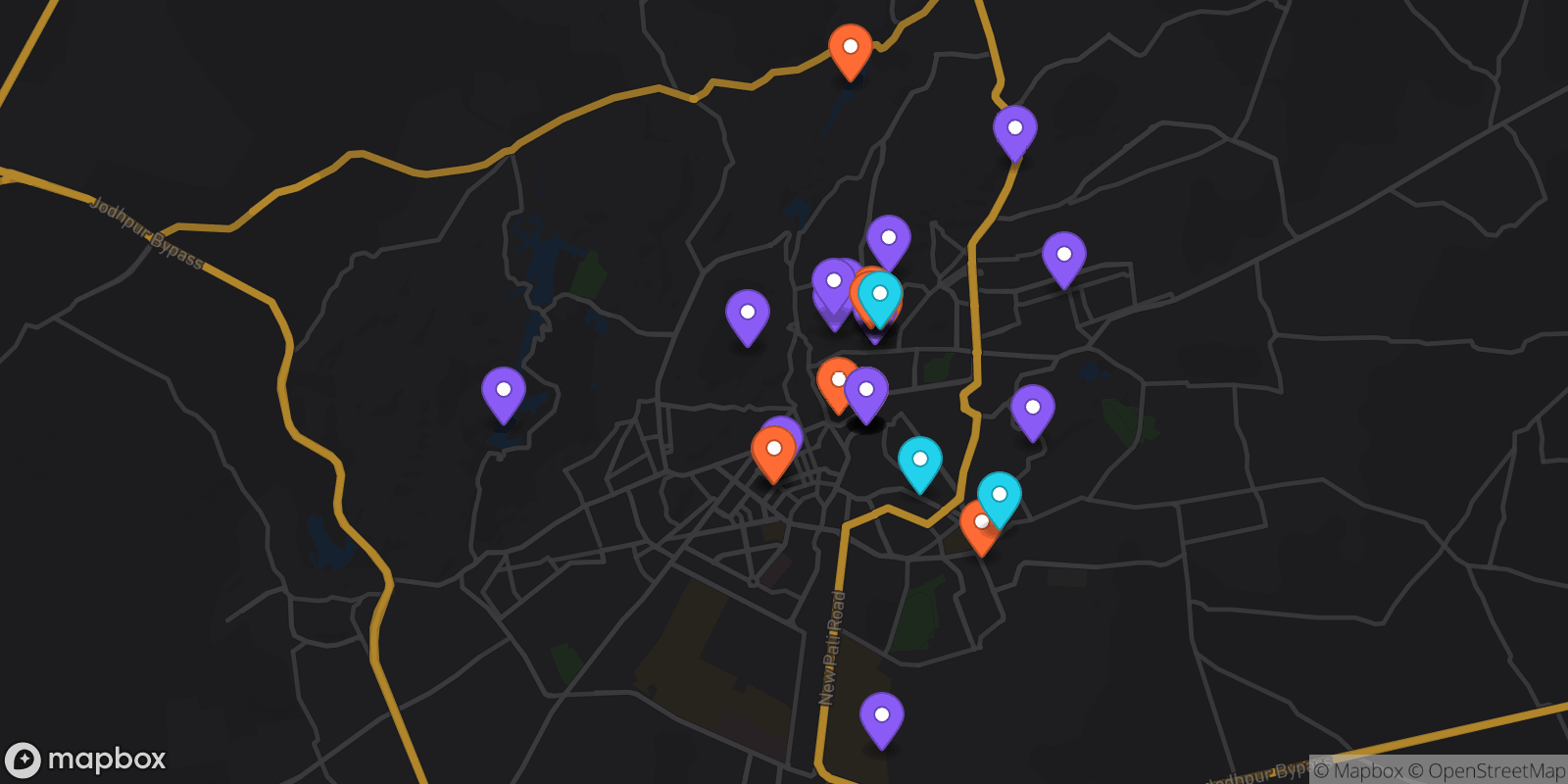 Map showing 34 locations