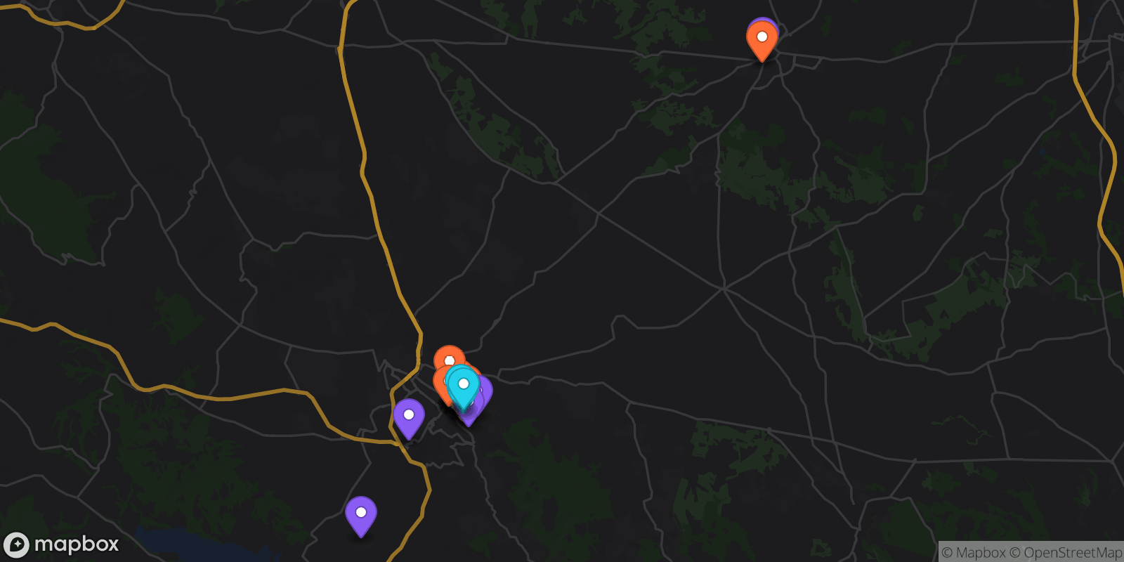 Map showing 37 locations