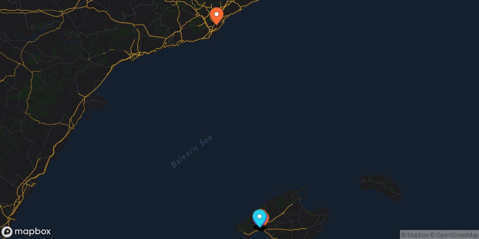 Map showing 19 locations