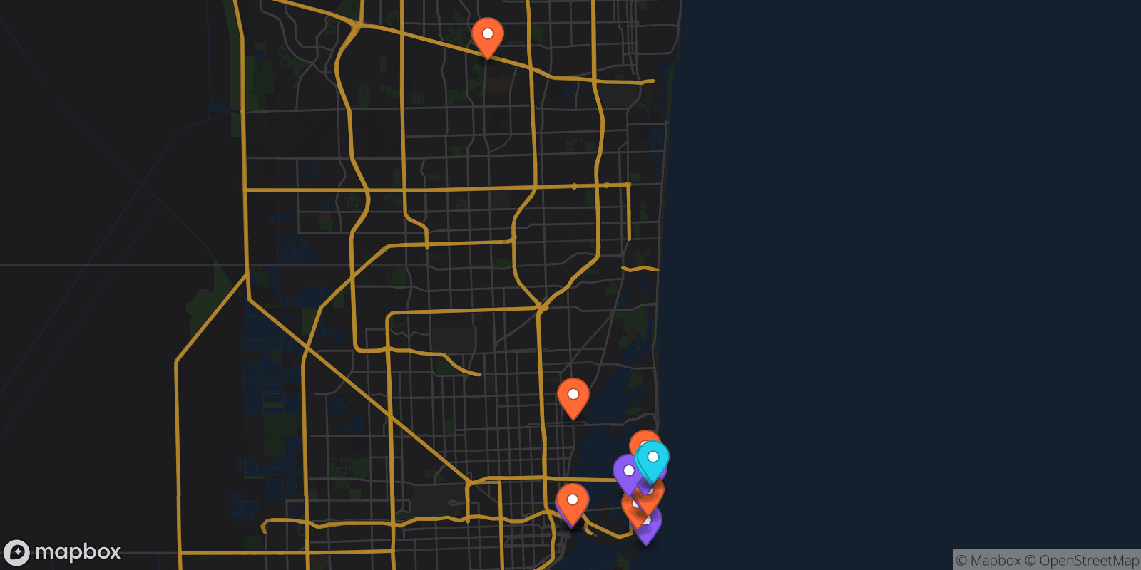 Map showing 20 locations