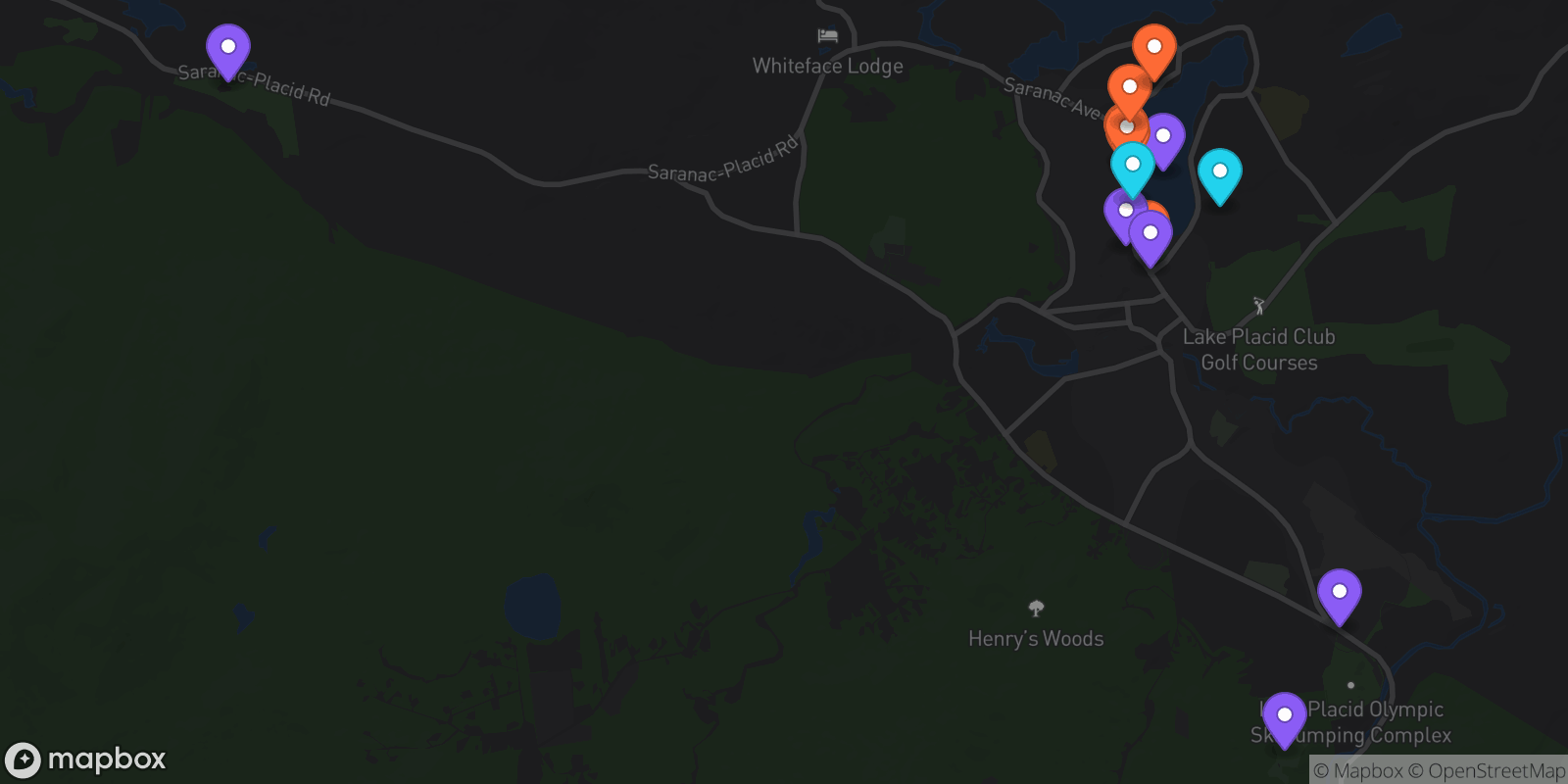Map showing 14 locations