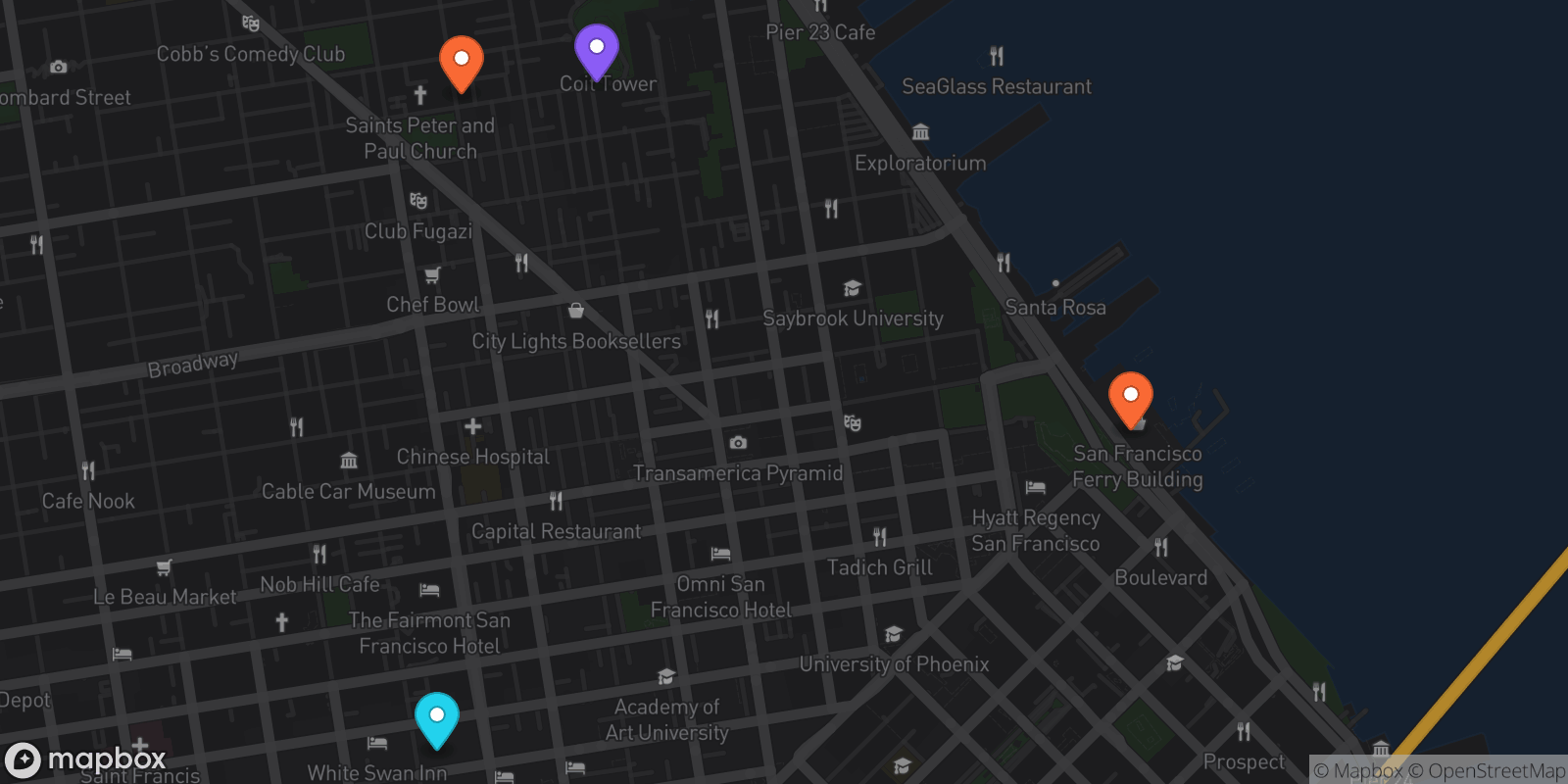 Map showing 4 locations