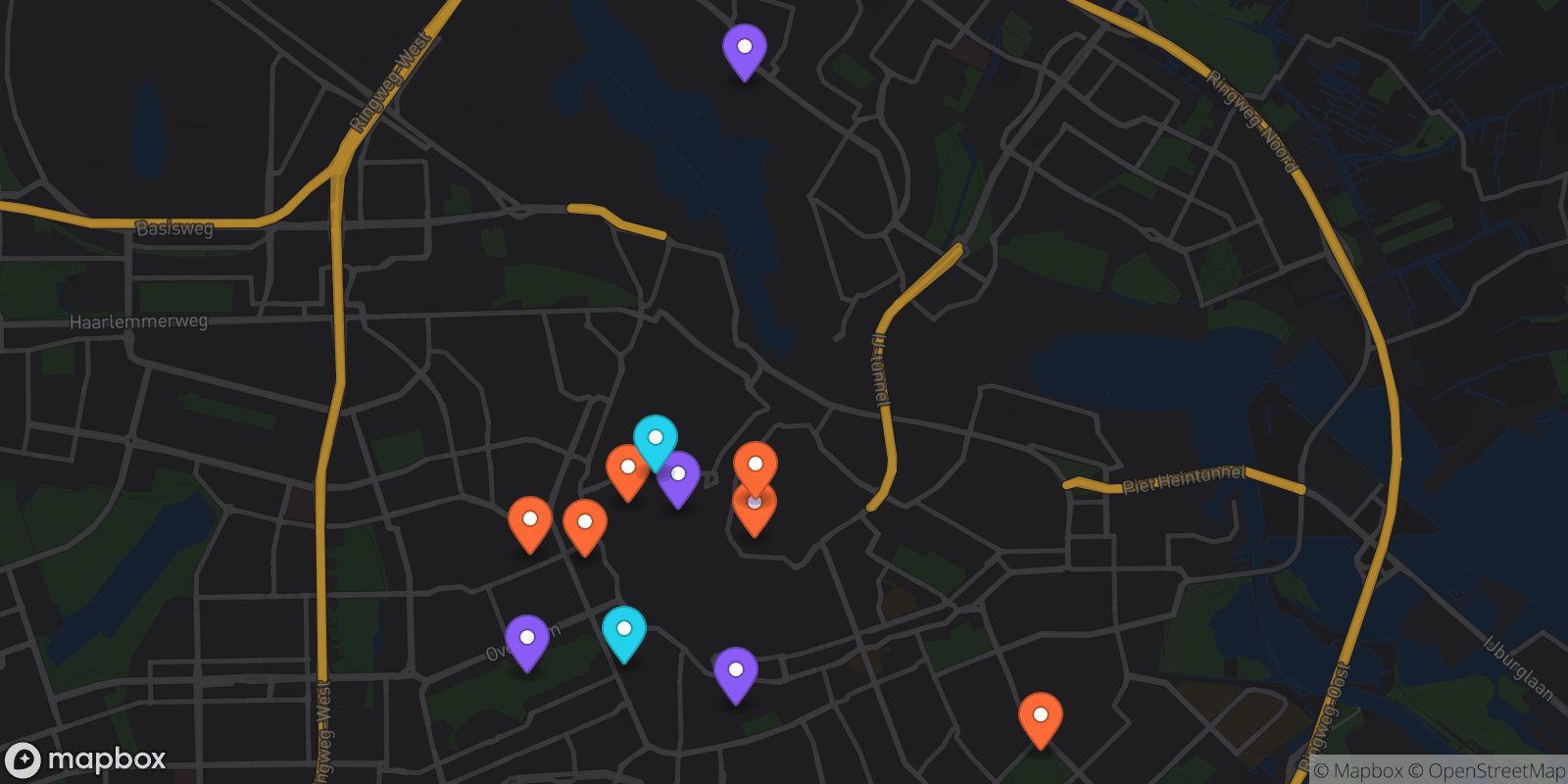Map showing 12 locations