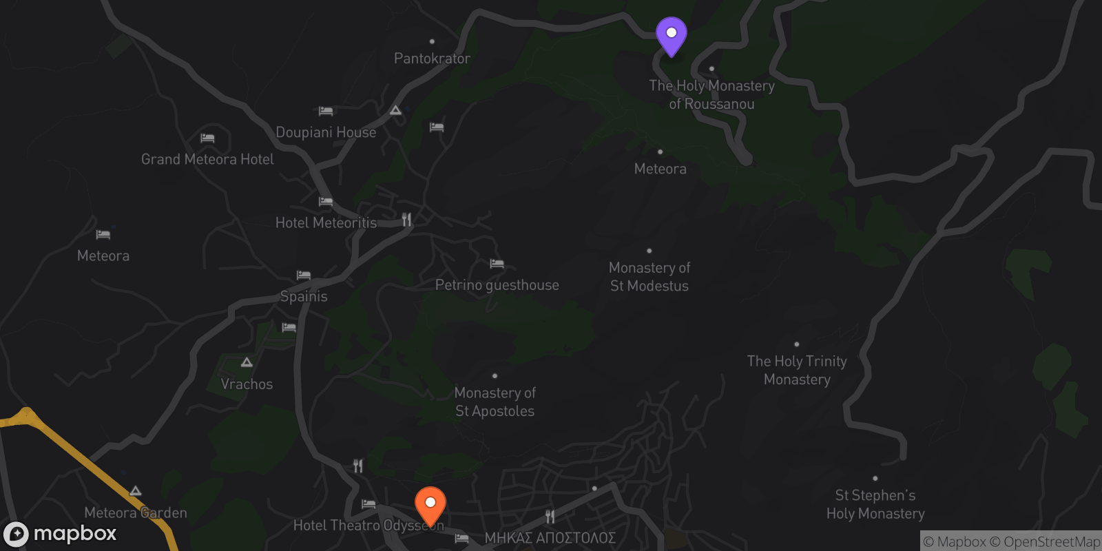 Map showing 2 locations