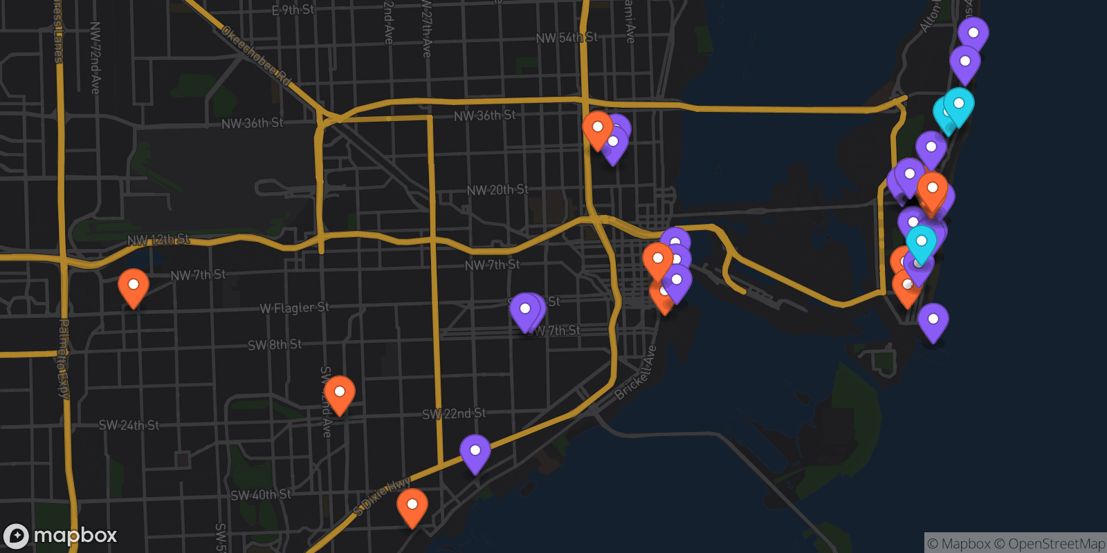 Map showing 41 locations