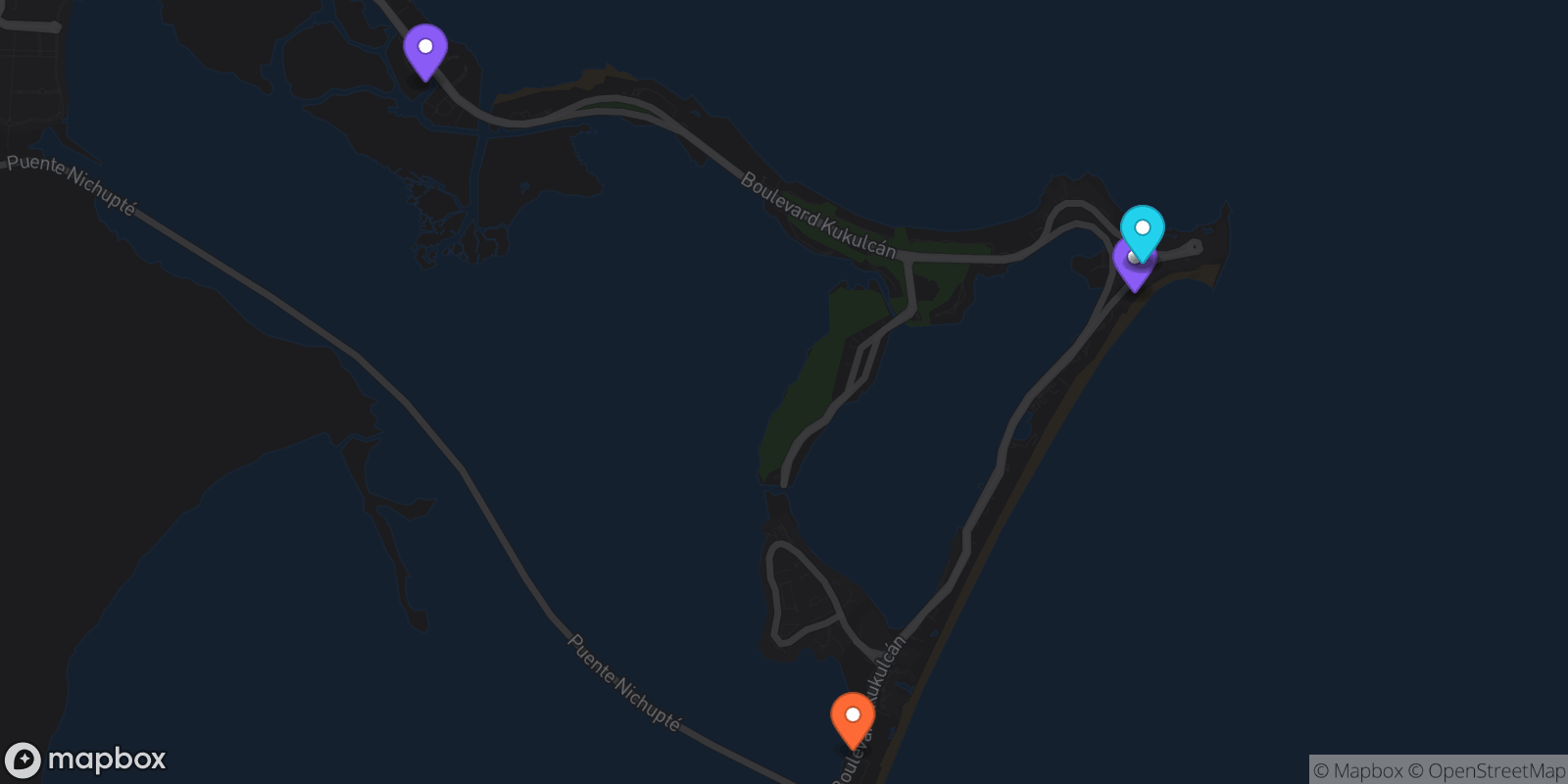 Map showing 5 locations