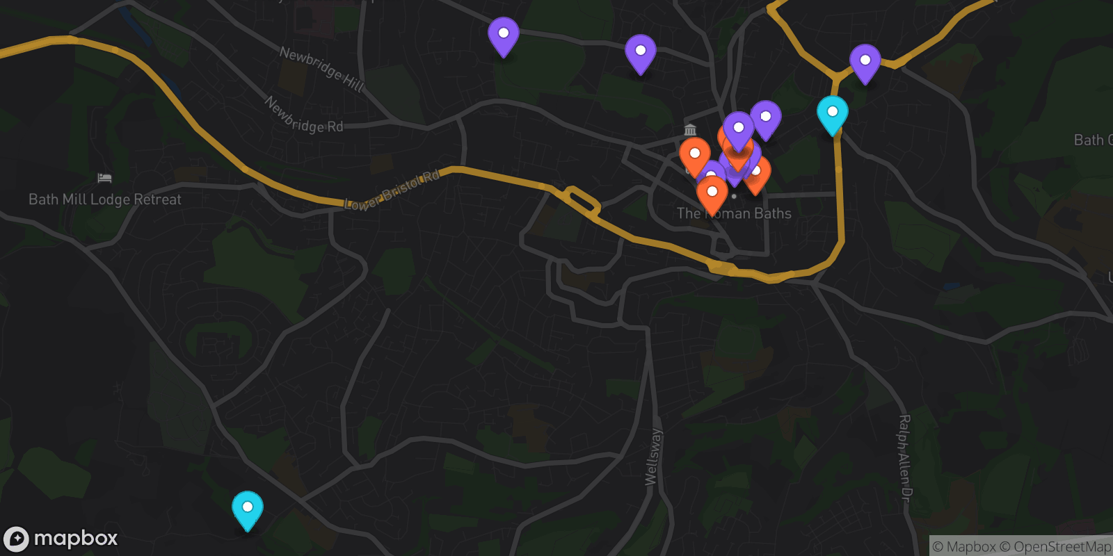 Map showing 17 locations