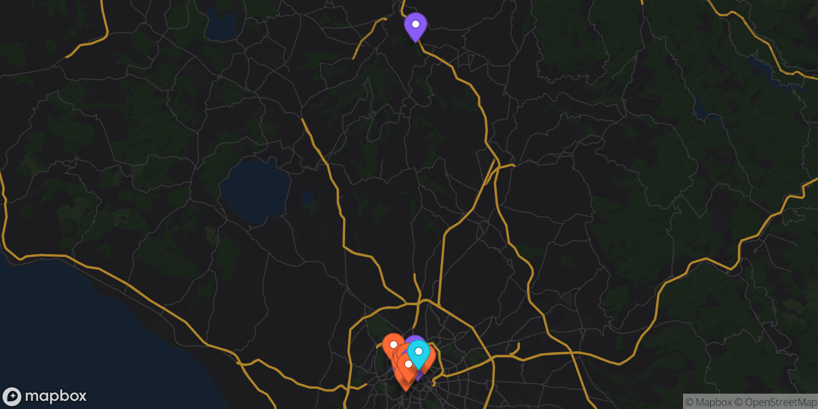 Map showing 17 locations