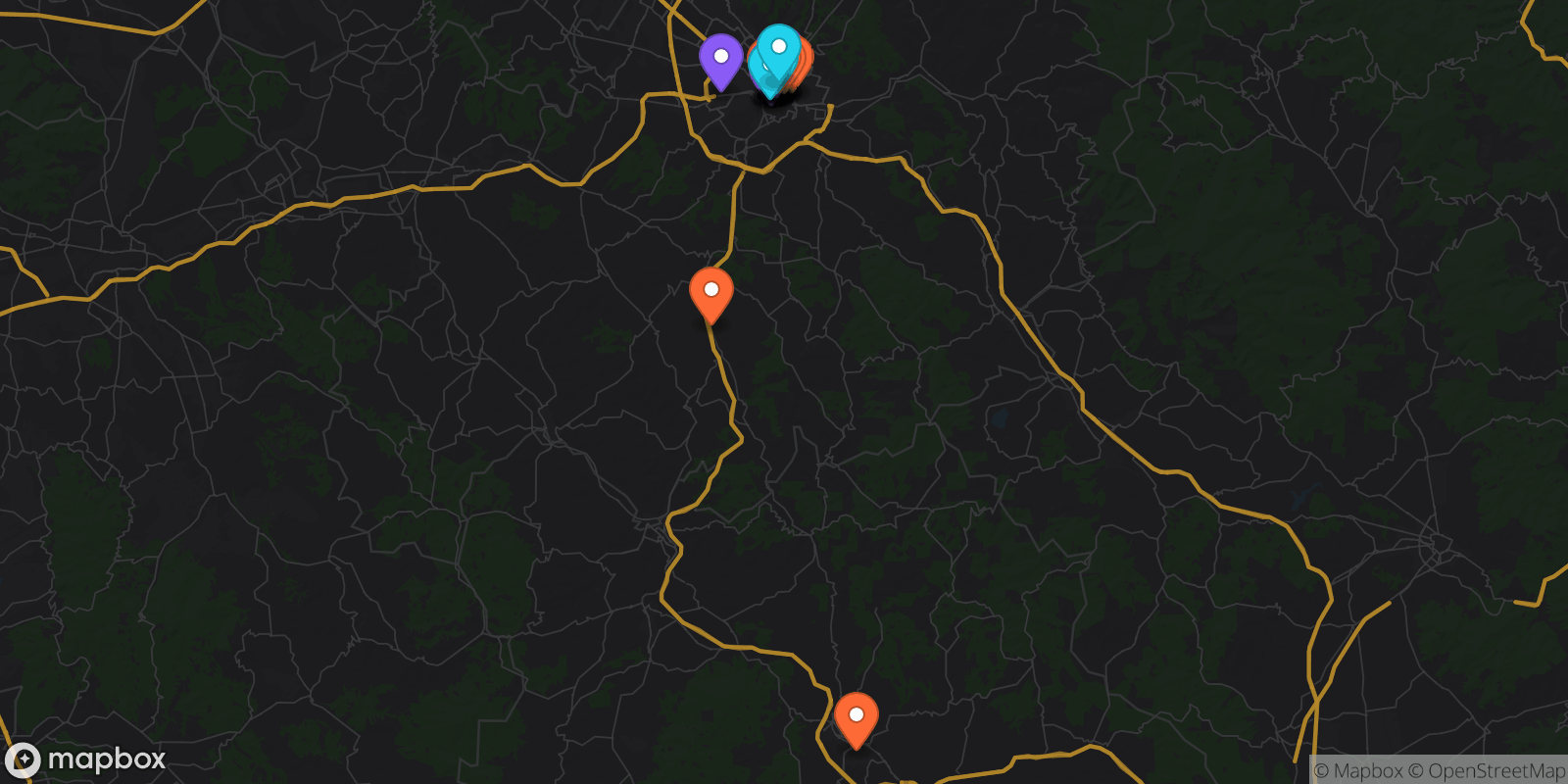 Map showing 34 locations