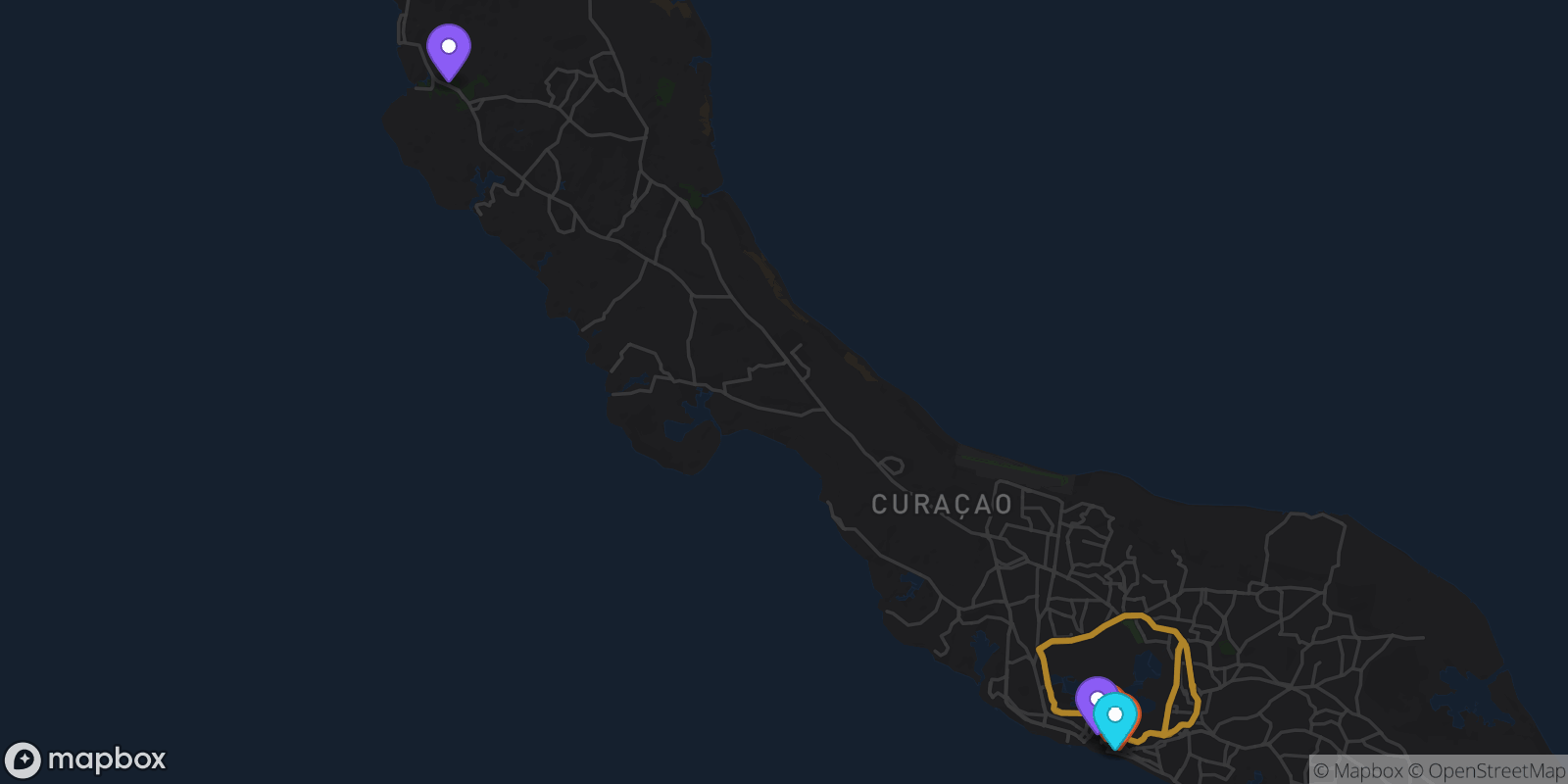 Map showing 5 locations