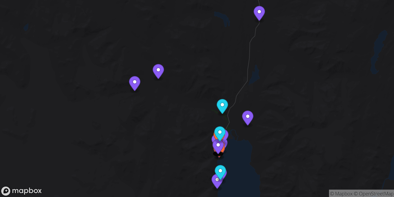 Map showing 35 locations