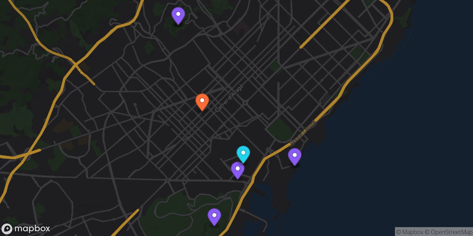 Map showing 8 locations