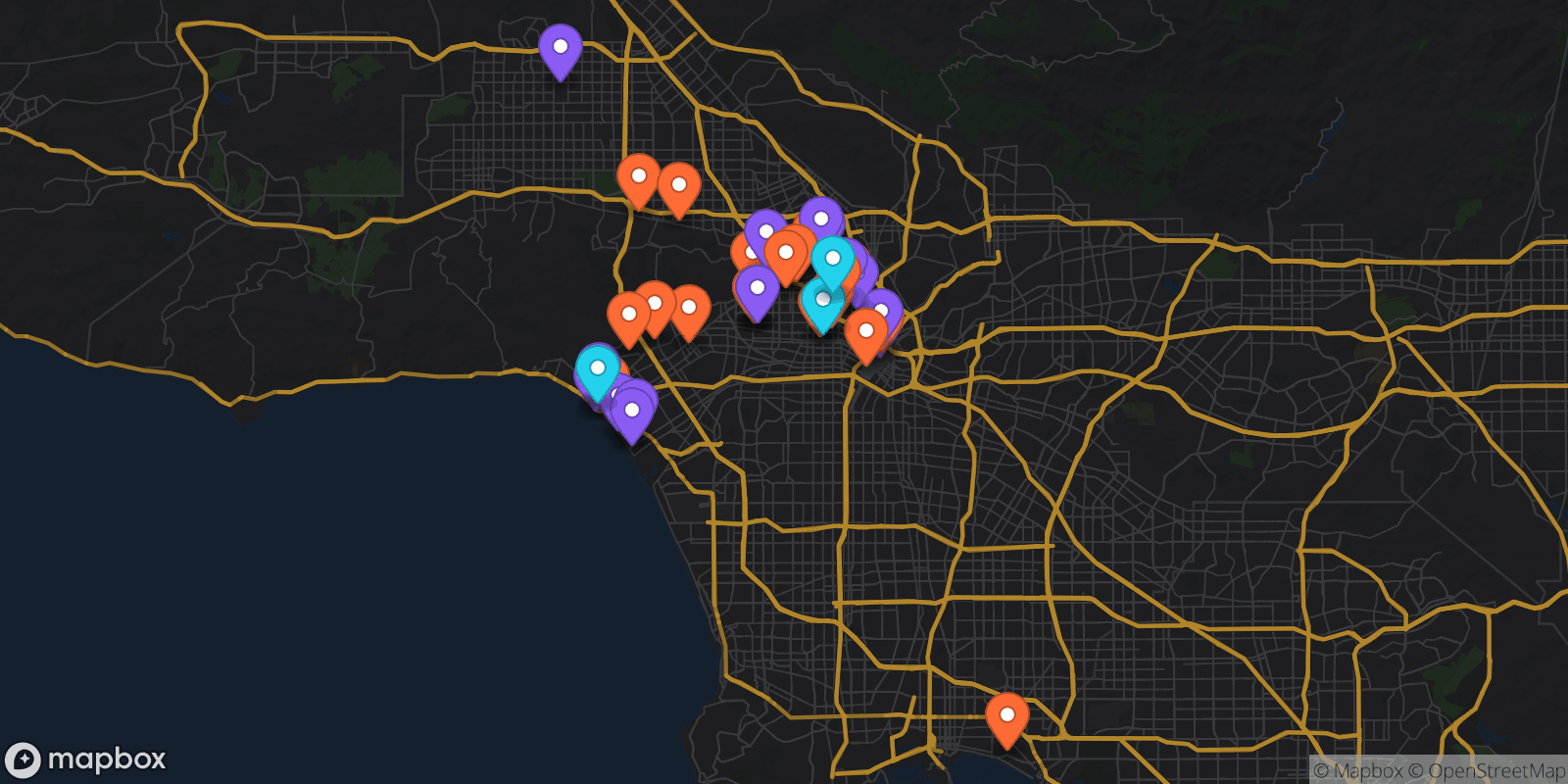 Map showing 41 locations