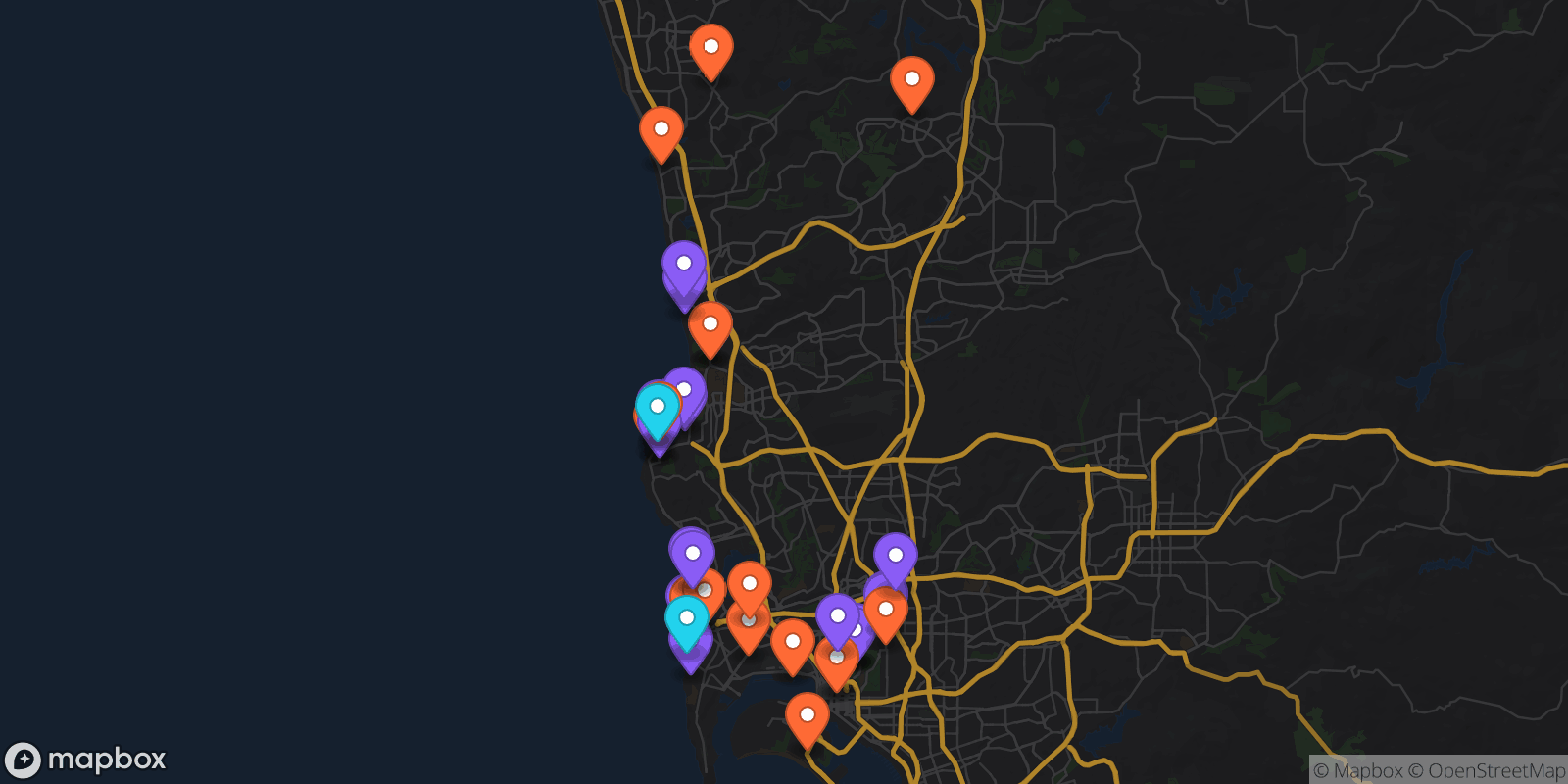 Map showing 40 locations