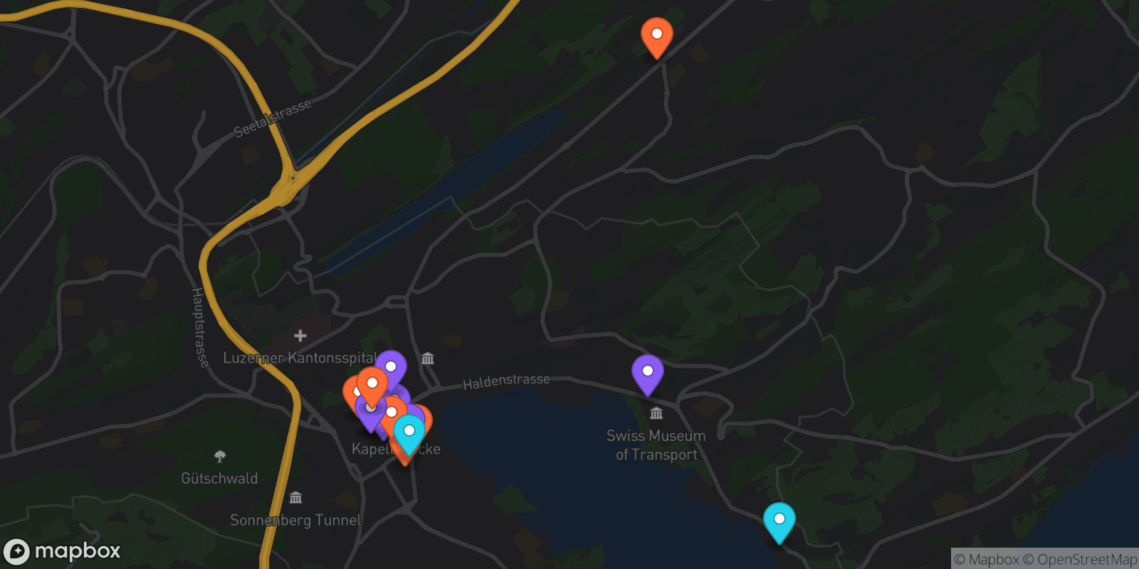 Map showing 15 locations