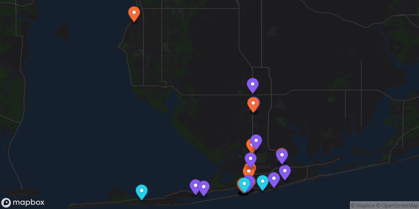 Map showing 32 locations