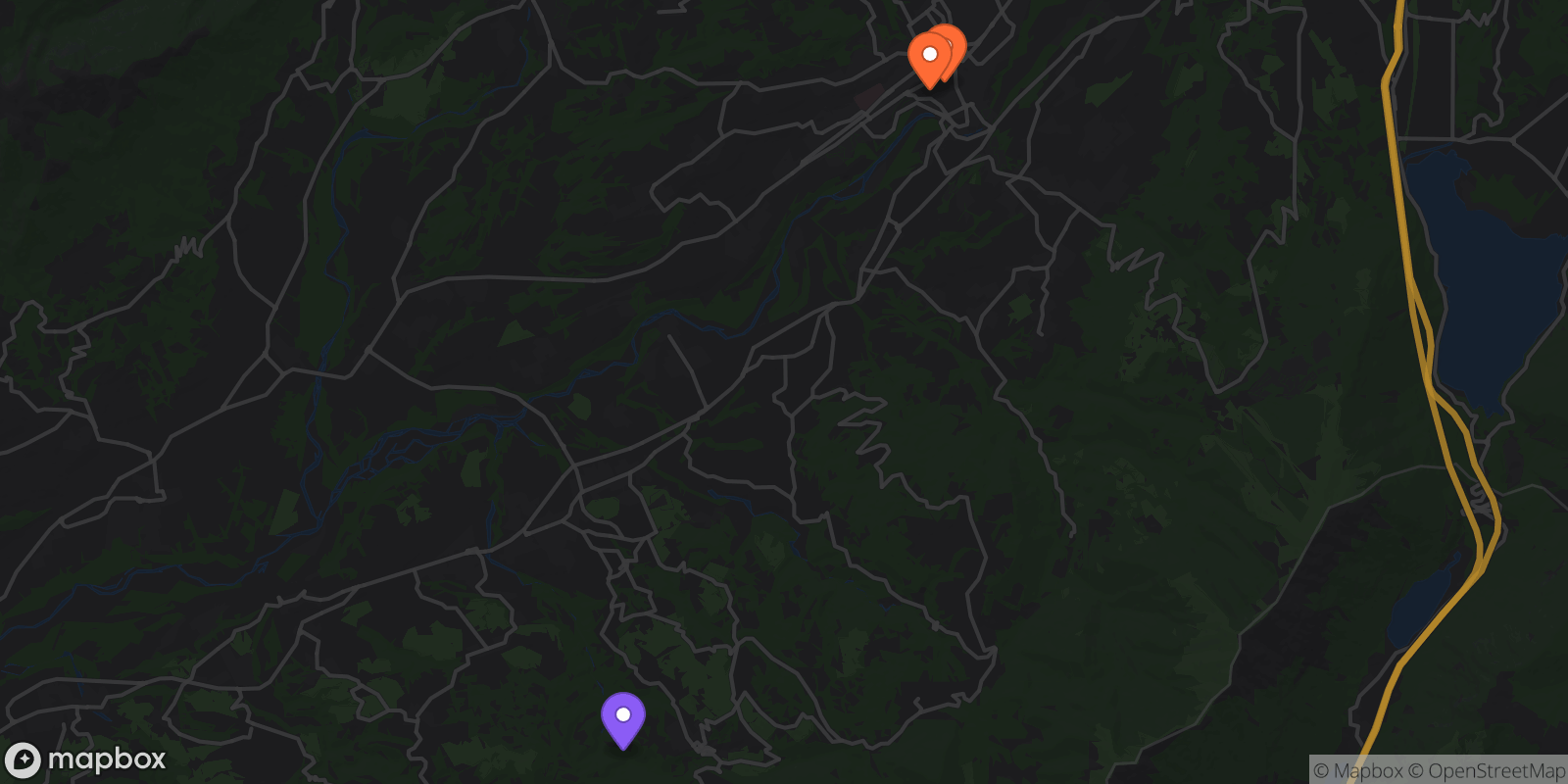 Map showing 3 locations