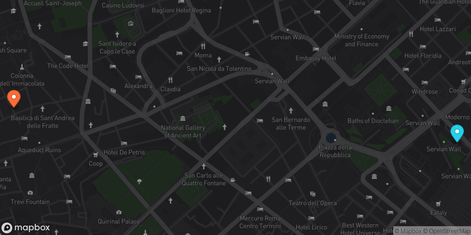Map showing 2 locations
