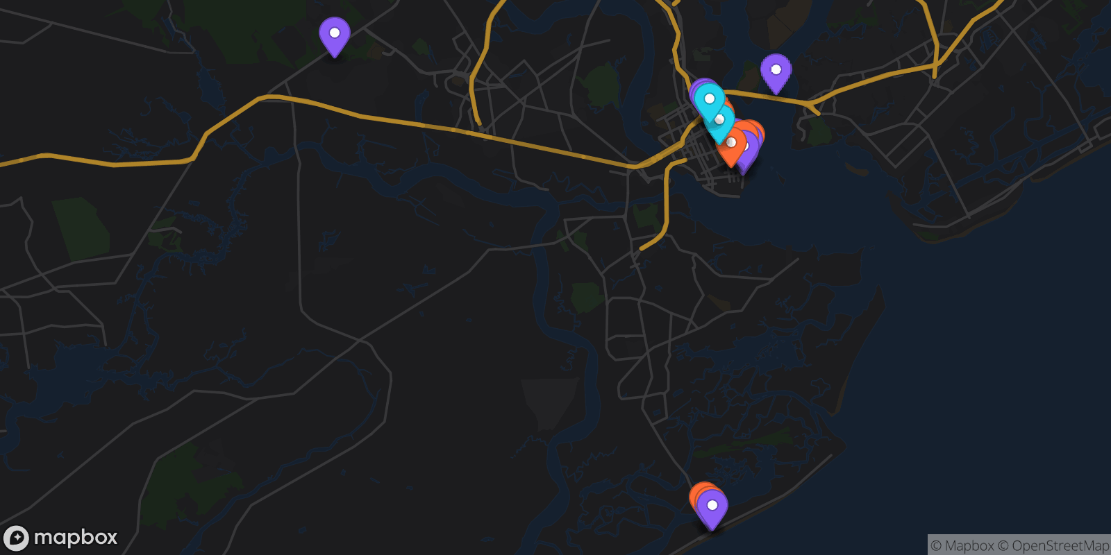 Map showing 23 locations