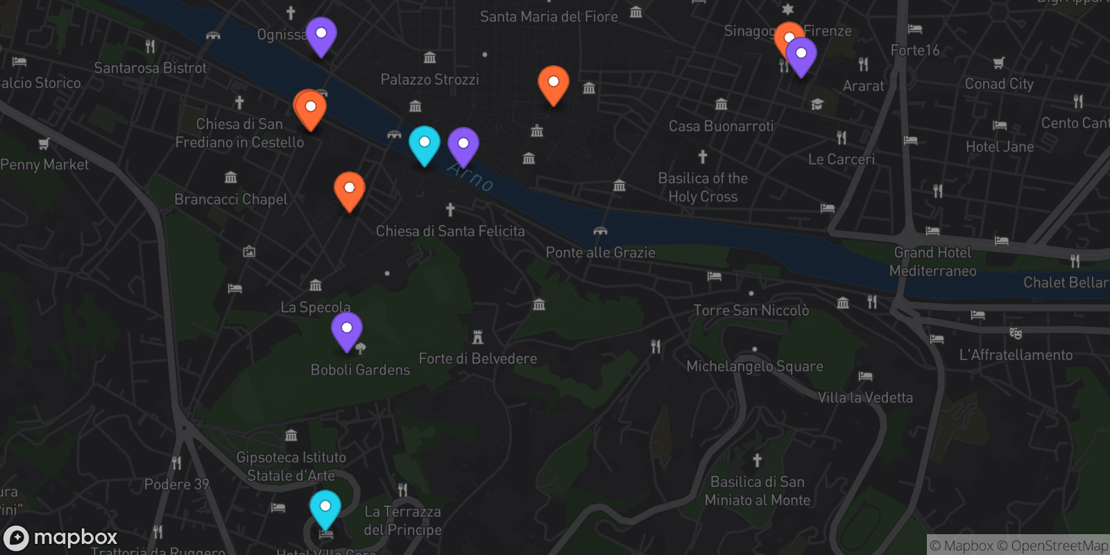 Map showing 11 locations