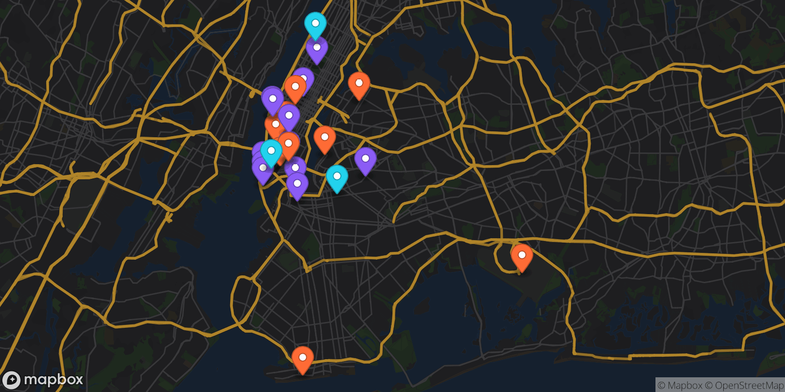 Map showing 27 locations
