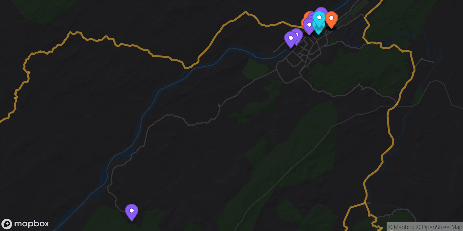 Map showing 17 locations