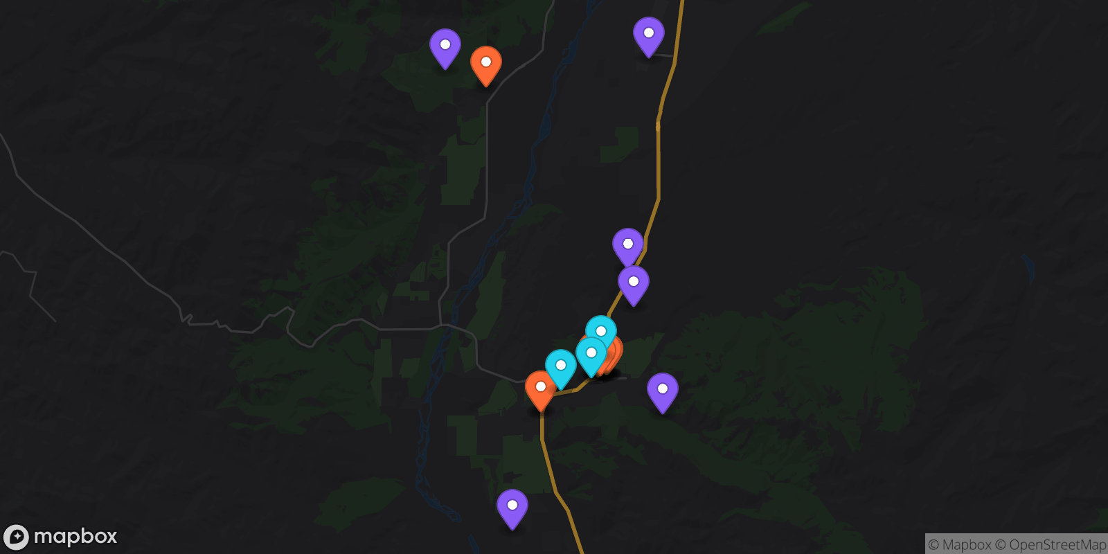 Map showing 26 locations