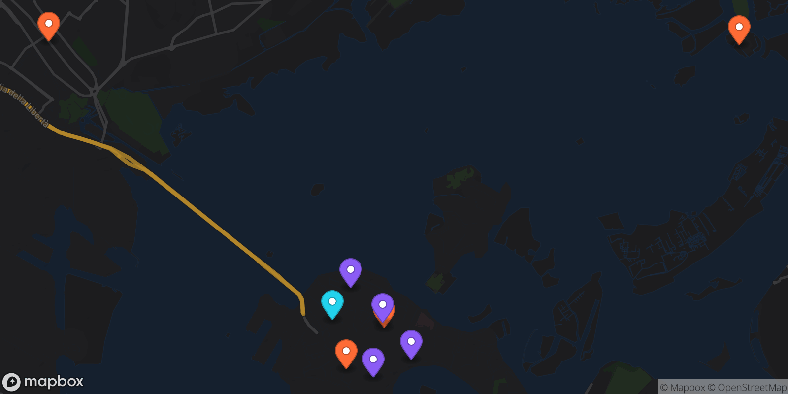 Map showing 9 locations