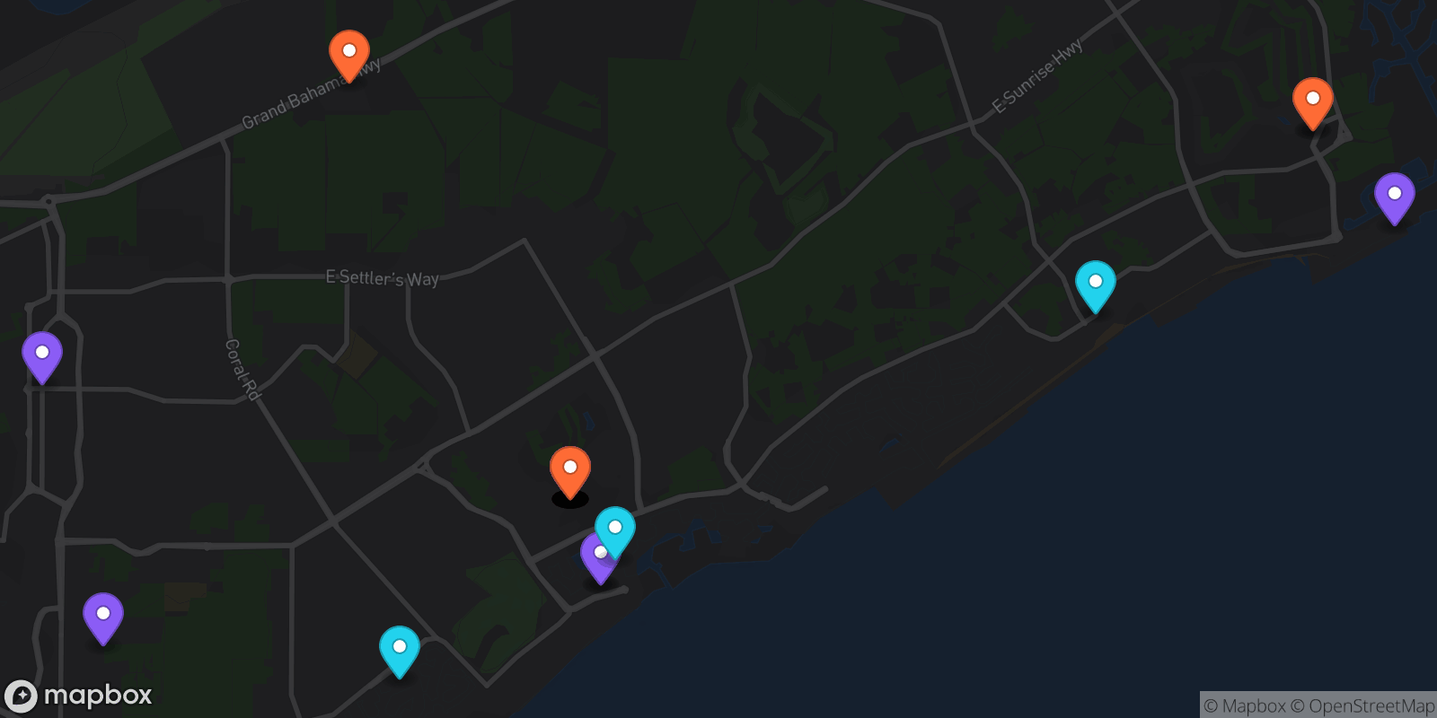 Map showing 33 locations