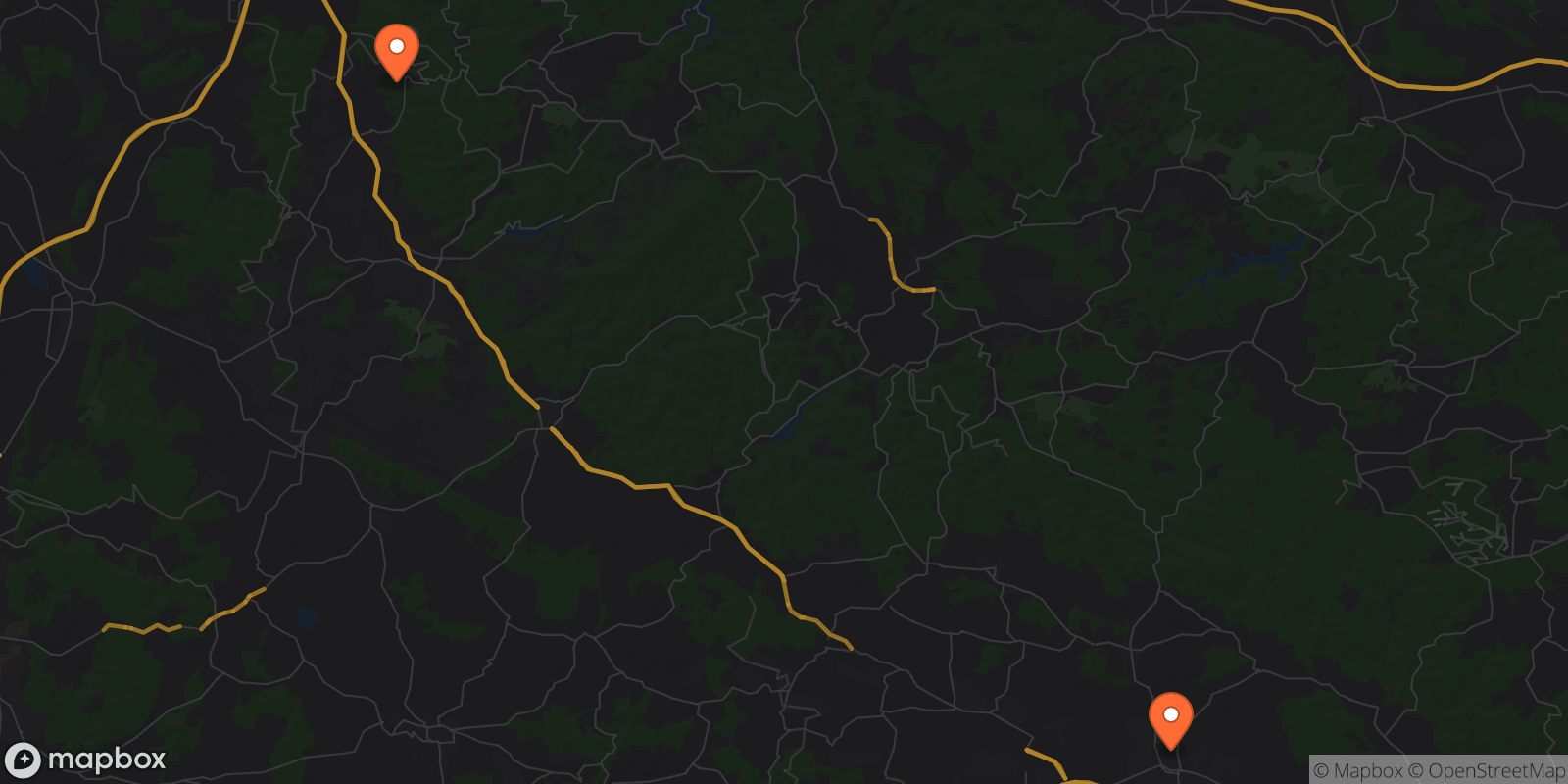 Map showing 2 locations
