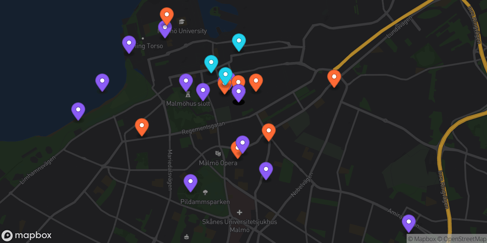 Map showing 36 locations
