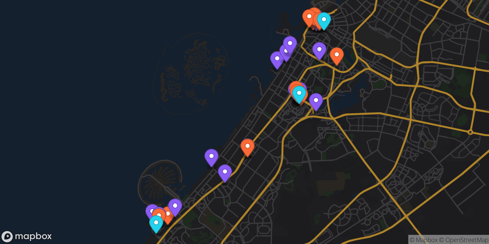 Map showing 35 locations