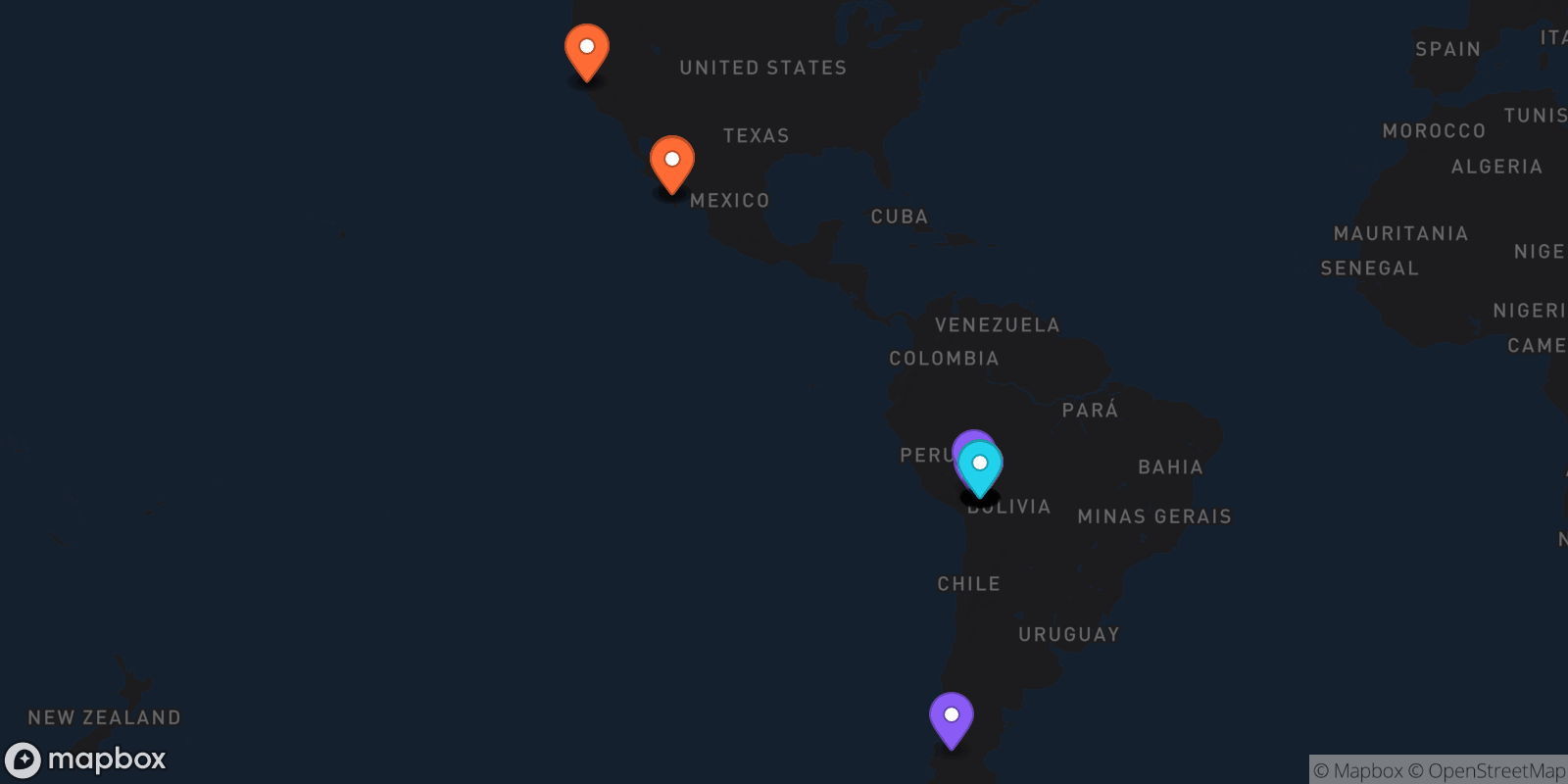 Map showing 24 locations
