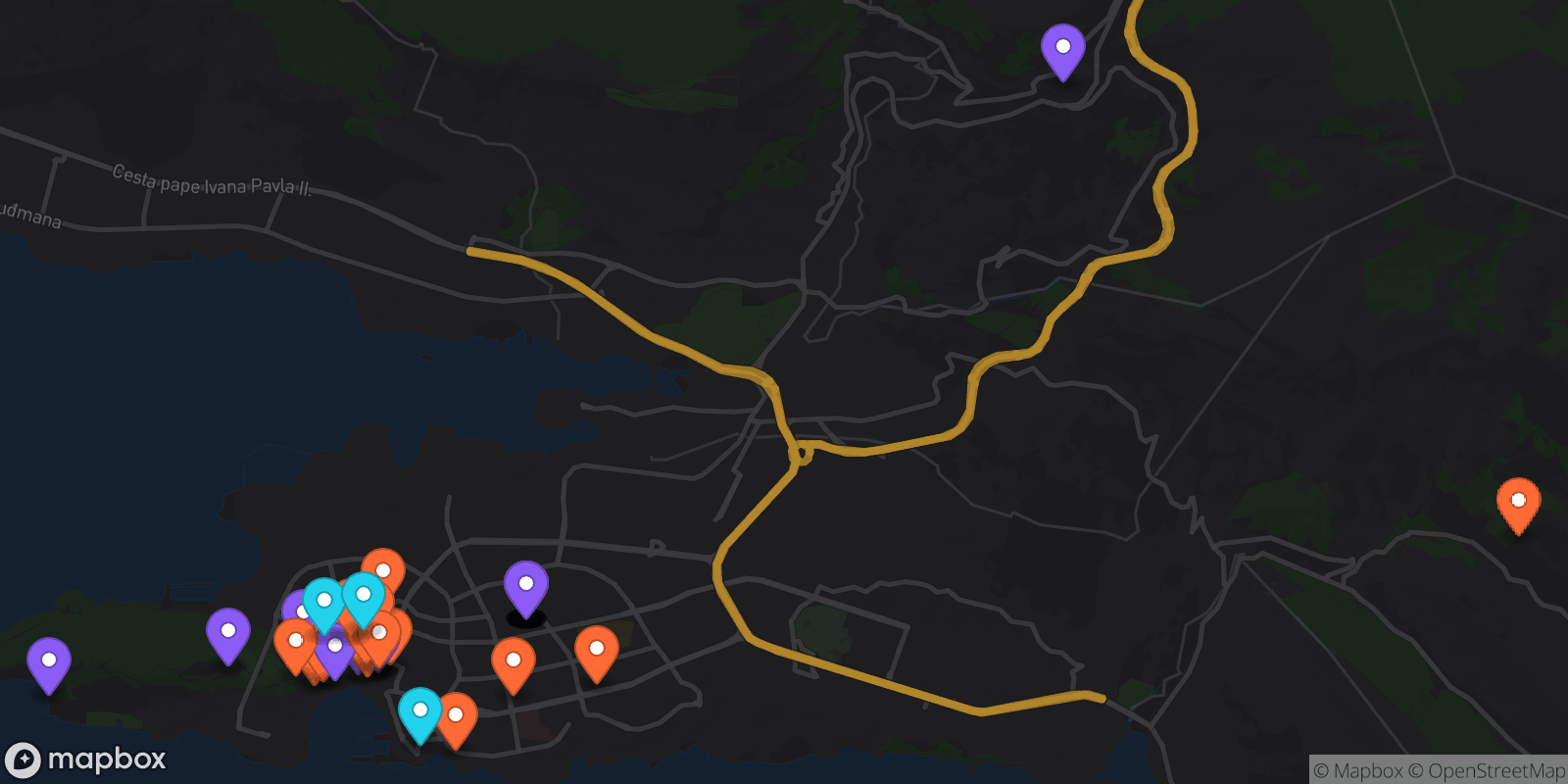Map showing 41 locations