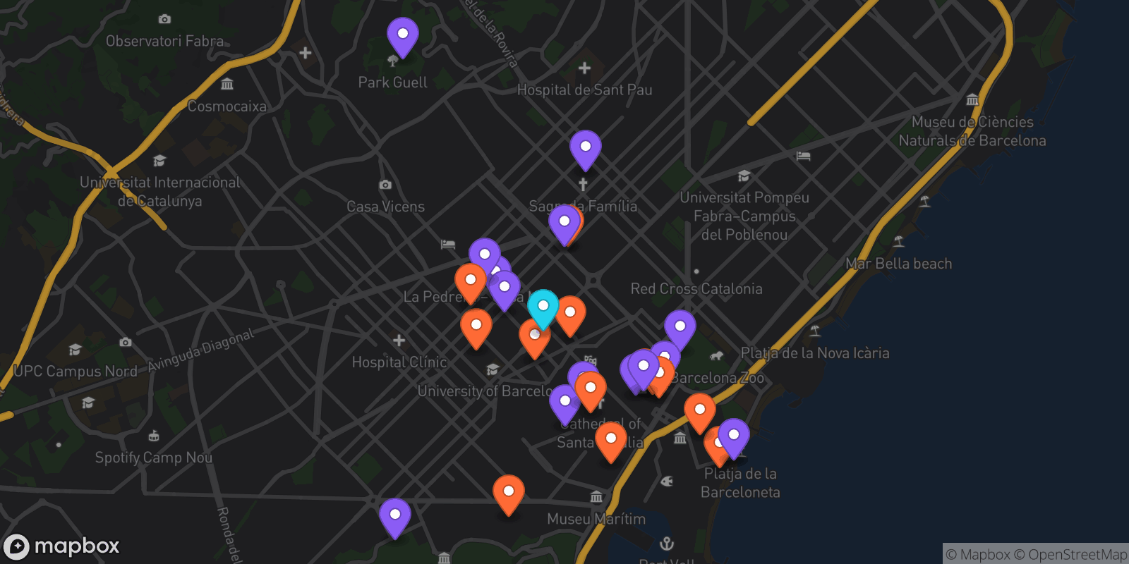 Map showing 29 locations