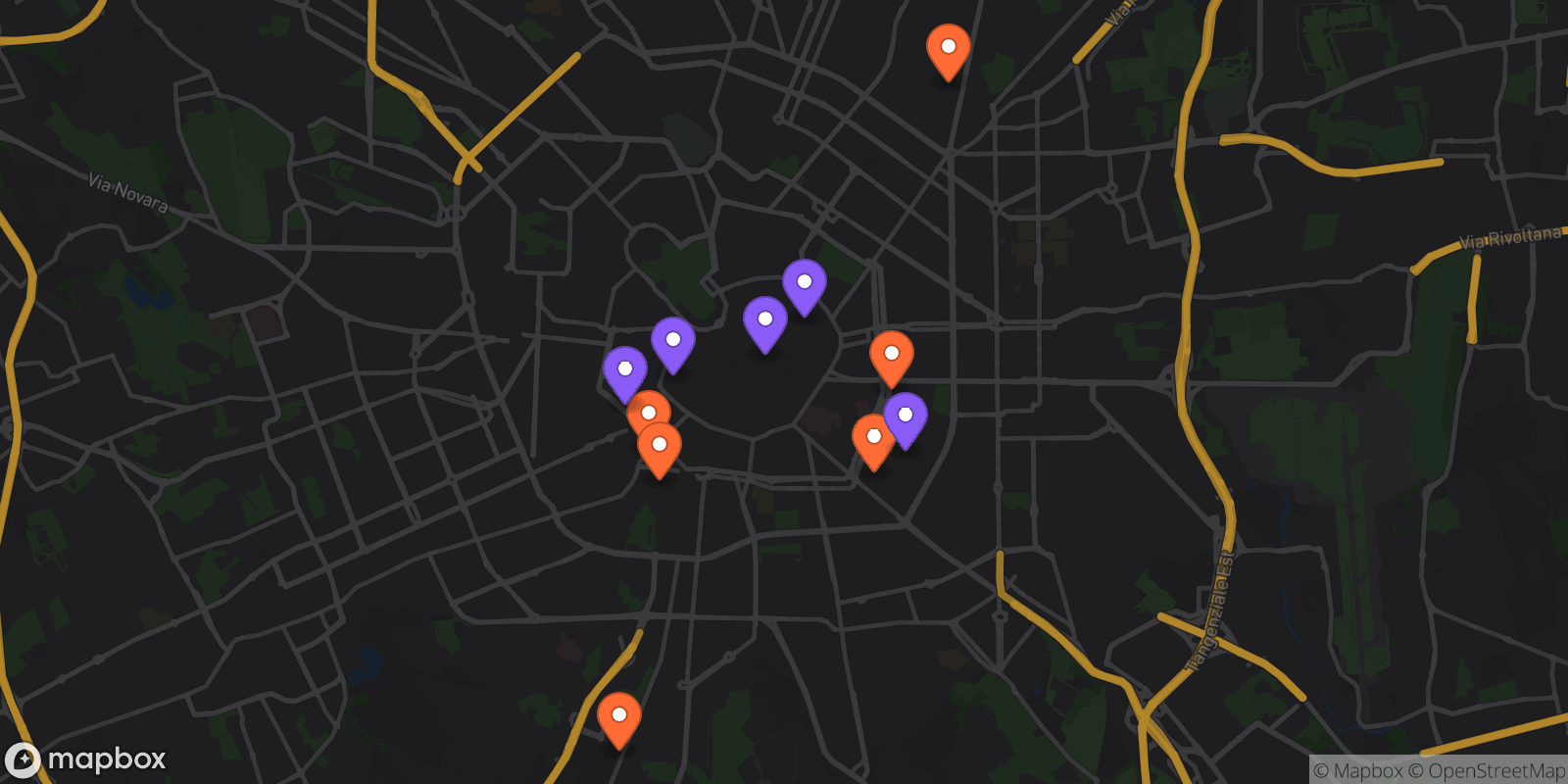 Map showing 11 locations