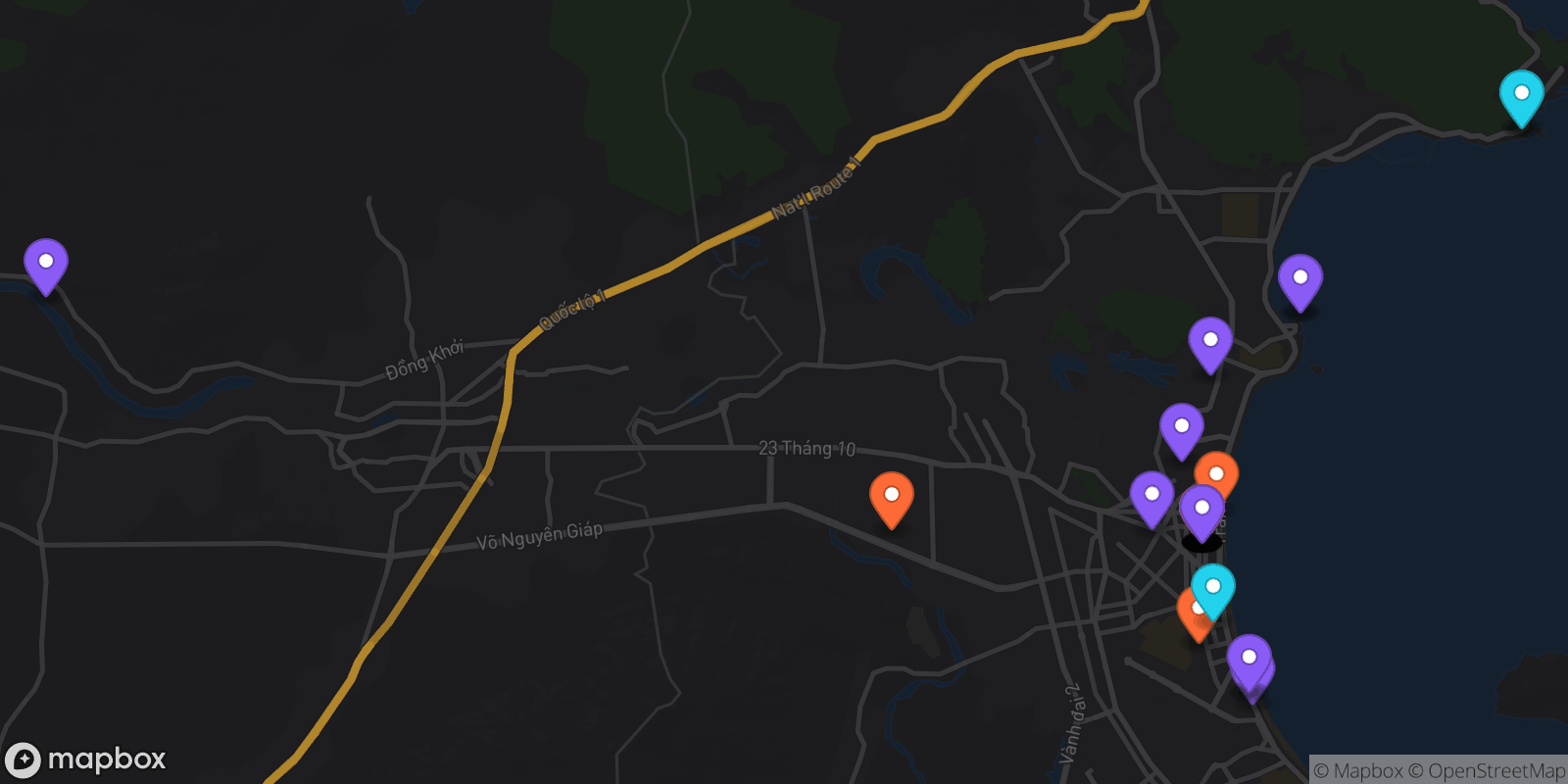 Map showing 35 locations