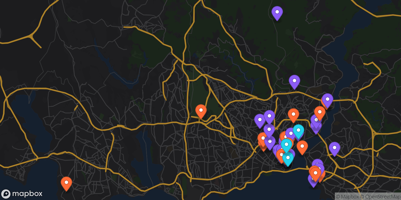 Map showing 51 locations