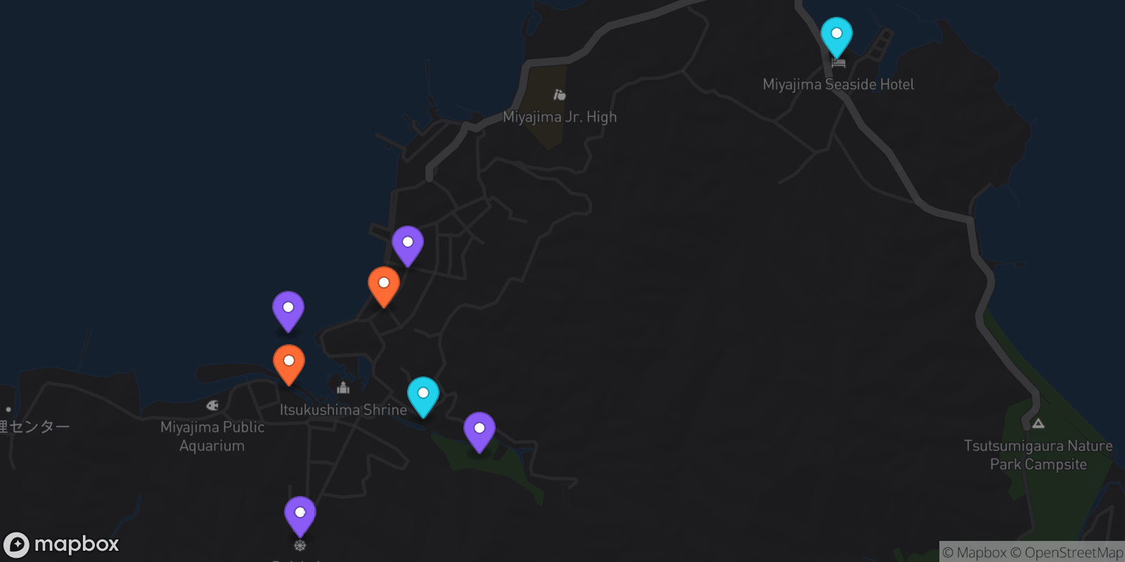Map showing 8 locations