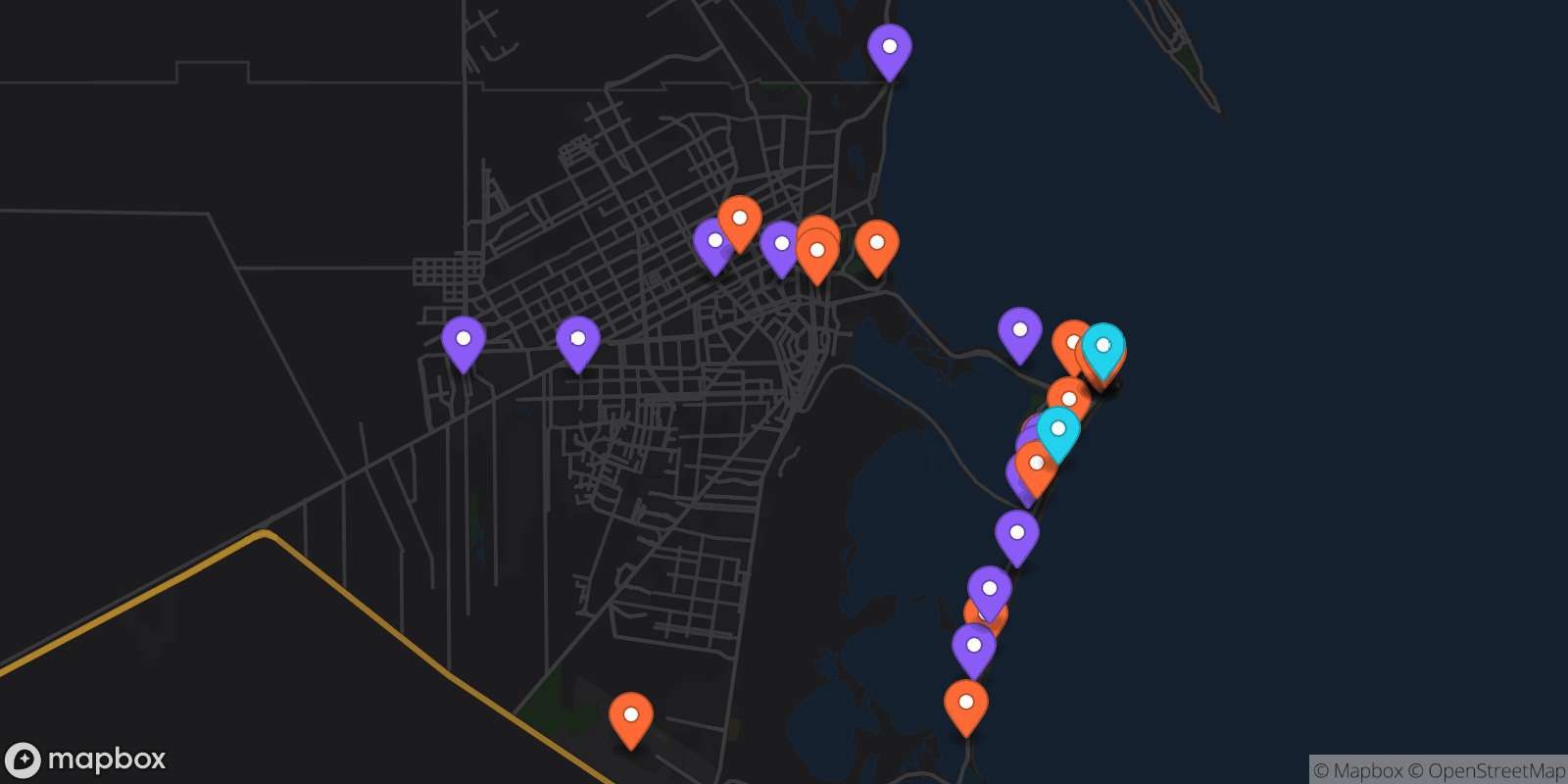 Map showing 32 locations