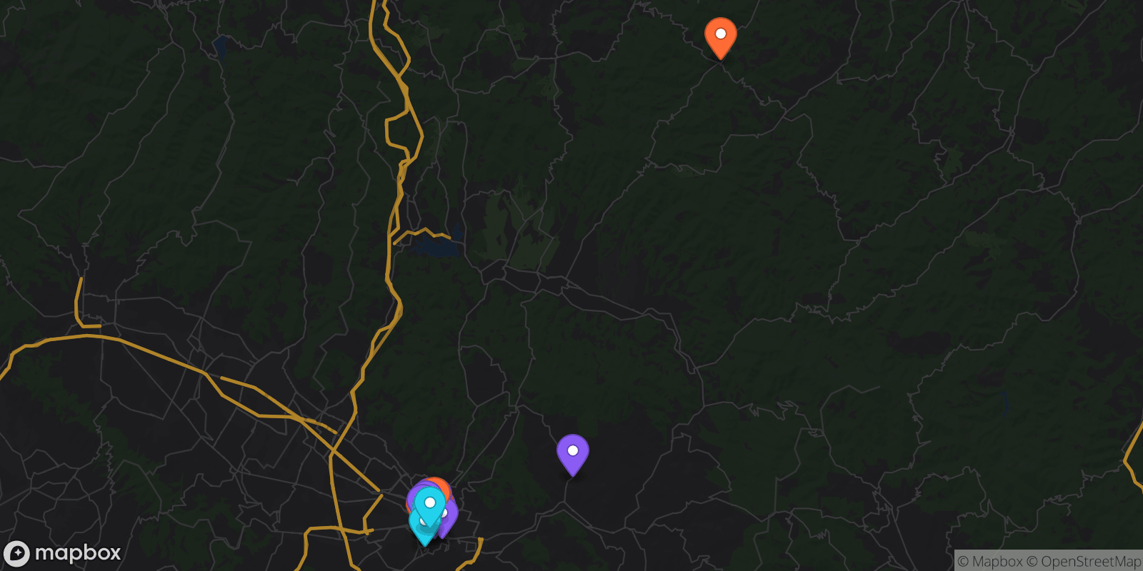 Map showing 37 locations