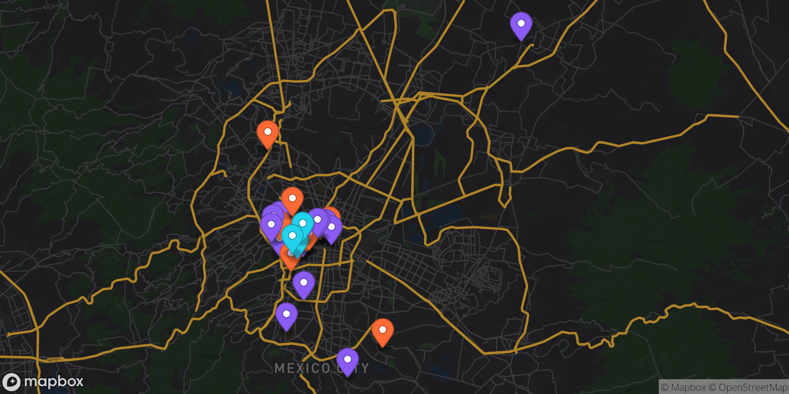 Map showing 40 locations