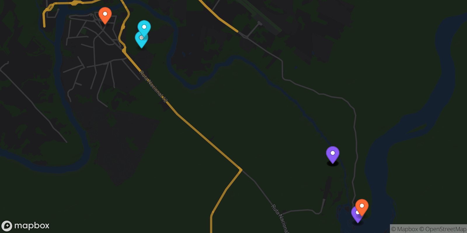 Map showing 15 locations